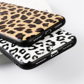 iPhone 6 / 6S Soft TPU Hoesje Luipaard Print Bruin / Wit
