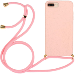 iPhone 7 Plus / 8 Plus Crossbody TPU Hoesje met Koord Roze