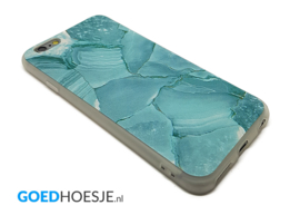 Iphone 6 Plus / 6S+ Soft TPU Hoesje Marmer Design Azuurblauw