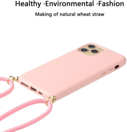 iPhone 12 Pro Max Crossbody TPU Hoesje met Koord Roze