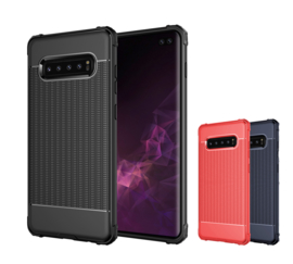 Galaxy S10 Plus TPU Matte Kleuren Hoesje Zwart / Rood / Blauw