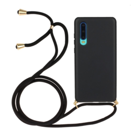 Huawei P30 Crossbody TPU Hoesje met Koord Zwart