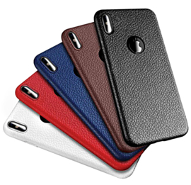 iPhone X / Xs TPU Leather Look Litchi Design Hoesje