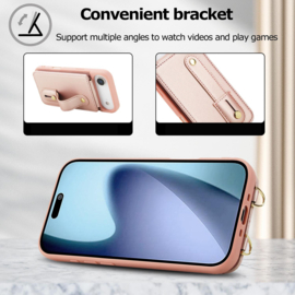 iPhone Air Hoesje met Pasjeshouder en Draagkoord Rosé Goud