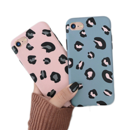 iPhone 7 / 8 / SE 2020 Soft TPU Hoesje Luipaard Print Blauw / Roze