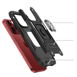 iPhone 15 Pro Max Ring Armor Case met Magneet Zwart
