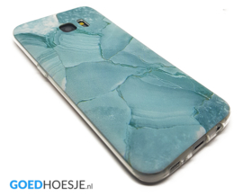 Galaxy S7 Edge Soft TPU Hoesje Marmer Design Azuurblauw