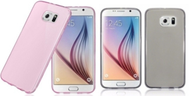 Galaxy S6 Edge Soft TPU Hoesje Transparant / Grijs / Roze