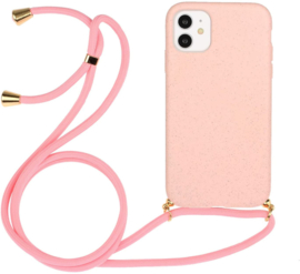 iPhone 15 Plus Crossbody TPU Hoesje met Koord Roze