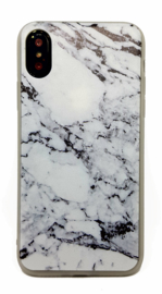 iPhone X / Xs Soft TPU Hoesje Marmer Design Zwart & Wit