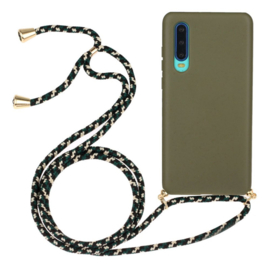 Huawei P30 Crossbody TPU Hoesje met Koord Groen