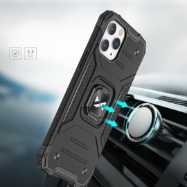 iPhone 14 Pro Ring Armor Case met Magneet Zwart