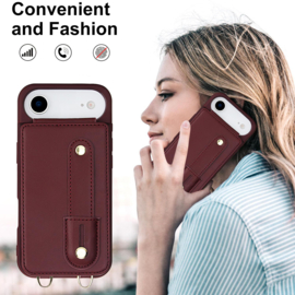 iPhone Air Hoesje met Pasjeshouder en Draagkoord Bordeaux Rood