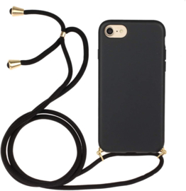 iPhone 7 / 8 / SE 2020-2022 Crossbody TPU Hoesje met Koord Zwart