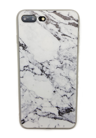 Iphone 7 Plus / 8 Plus Soft TPU Hoesje Marmer Zwart & Wit