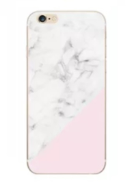 Iphone 6 / 6S Geometrisch TPU Hoesje Marmer Wit / Roze