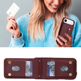 iPhone Air Hoesje met Pasjeshouder en Draagkoord Bordeaux Rood