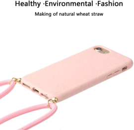 iPhone 6 Plus / 6S+ Crossbody TPU Hoesje met Koord Roze