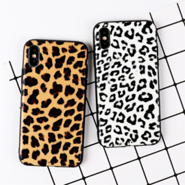 iPhone X / Xs Soft TPU Hoesje Luipaard Print Bruin / Wit