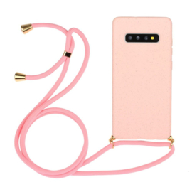 Galaxy S10 Crossbody TPU Hoesje met Koord Roze