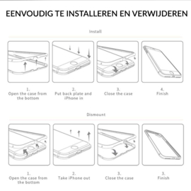 Iphone 6 Plus / 6S+ Magnetisch Voor + Achter Hoesje + Glass