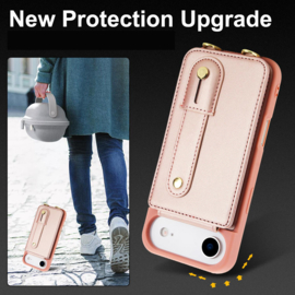 iPhone Air Hoesje met Pasjeshouder en Draagkoord Rosé Goud