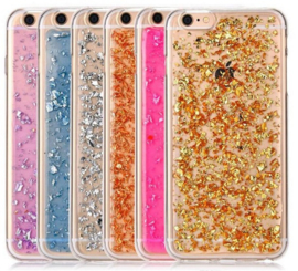 Iphone 7 Plus / 8 Plus TPU Bling Glitterhoesje Bladgoud - Look