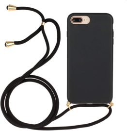 iPhone 7 Plus / 8 Plus Crossbody TPU Hoesje met Koord Zwart