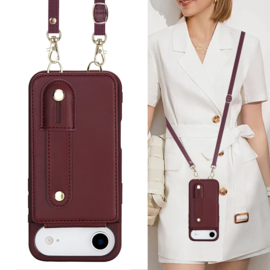 iPhone Air Hoesje met Pasjeshouder en Draagkoord Bordeaux Rood