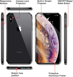 iPhone X / Xs 360° Magnetisch Hoesje Dubbelzijdig Glas