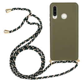 Huawei P30 Lite Crossbody TPU Hoesje met Koord Groen