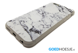 Iphone 6 Plus / 6S+ Soft TPU Hoesje Marmer Design Zwart & Wit