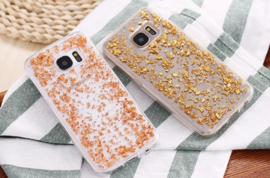 Galaxy S7 TPU Bling Glitterhoesje Bladgoud - Look