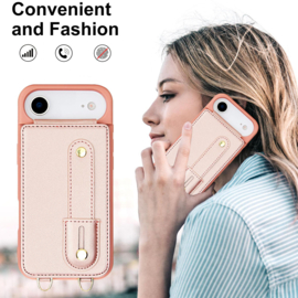 iPhone Air Hoesje met Pasjeshouder en Draagkoord Rosé Goud