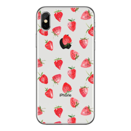 iPhone X / Xs Soft TPU Hoesje Aardbei Print