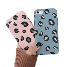 iPhone 6 / 6S Soft TPU Hoesje Luipaard Print Blauw / Roze