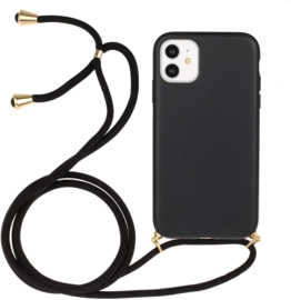 iPhone 14 Plus Crossbody TPU Hoesje met Koord Zwart