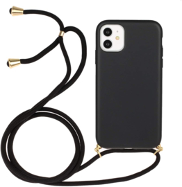 iPhone 12 Mini Crossbody TPU Hoesje met Koord Zwart