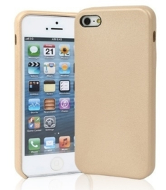 iPhone 5 / 5S / SE Leren Back Cover Hoesje Goud / Roze