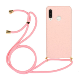 Huawei P30 Lite Crossbody TPU Hoesje met Koord Roze