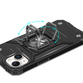 iPhone 15 Ring Armor Case met Magneet Zilver