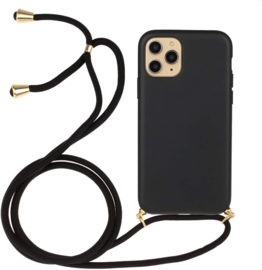 iPhone 15 Pro Crossbody TPU Hoesje met Koord Zwart