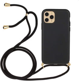 iPhone 13 Pro Max Crossbody TPU Hoesje met Koord Zwart