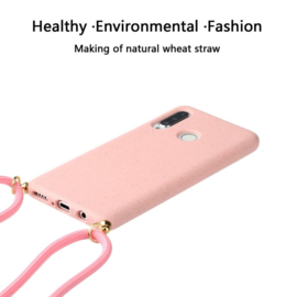 Huawei P30 Lite Crossbody TPU Hoesje met Koord Roze