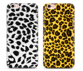 iPhone 6 Plus / 6S+ Soft TPU Hoesje Luipaard Print Bruin / Wit