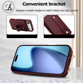 iPhone Air Hoesje met Pasjeshouder en Draagkoord Bordeaux Rood