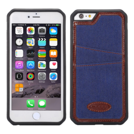 iPhone 6 Plus / 6S+ Denim Jeans Back Cover Hoesje Met Pasjesvakjes