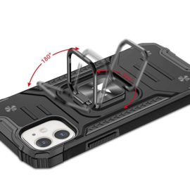 iPhone 14 Ring Armor Case met Magneet Zwart