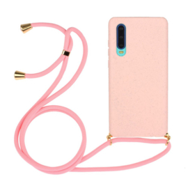 Huawei P30 Crossbody TPU Hoesje met Koord Roze