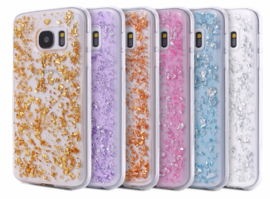 Galaxy S6 Edge TPU Bling Glitterhoesje Bladgoud - Look